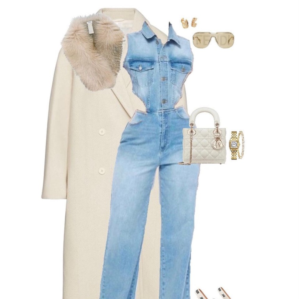 Brand new light blue jean jumpsuit